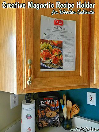 Creative Magnetic Recipe Holder for Wooden Cabinets