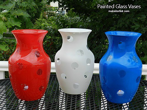DIY Red White and Blue Glass Vases